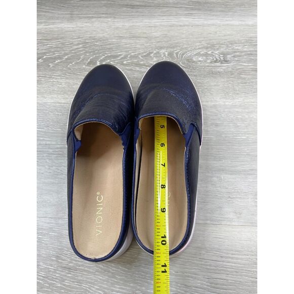 Vionic Dakota Women's Mule Clog Slip-On Metallic Leather 9.5 Blue Comfort Shoes - Picture 8 of 9